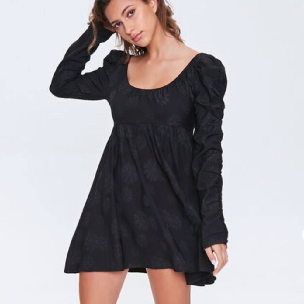 F21 Black Jacquard Mini Dress - Size M NWT